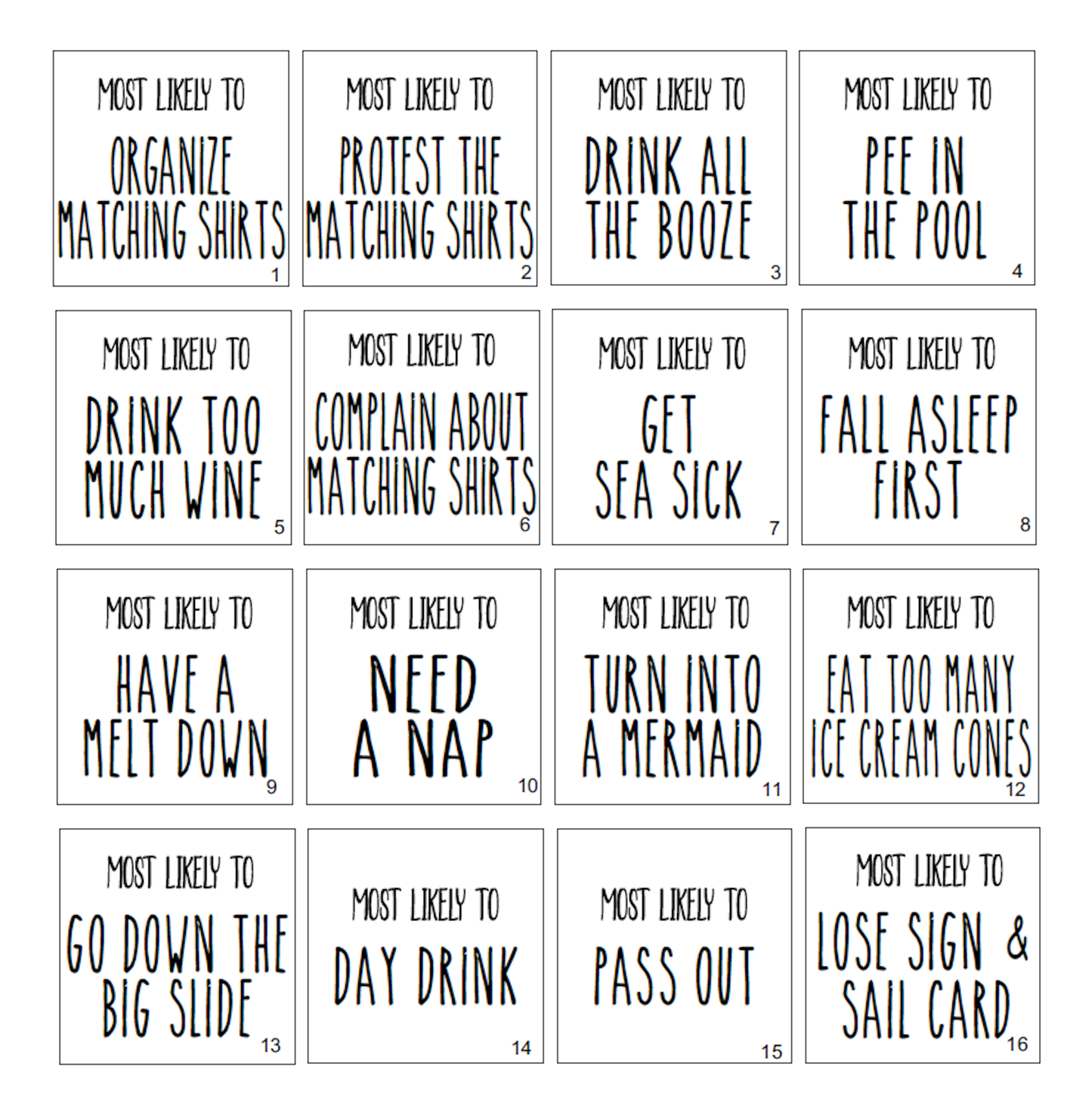 Most Likely To - Straight Text