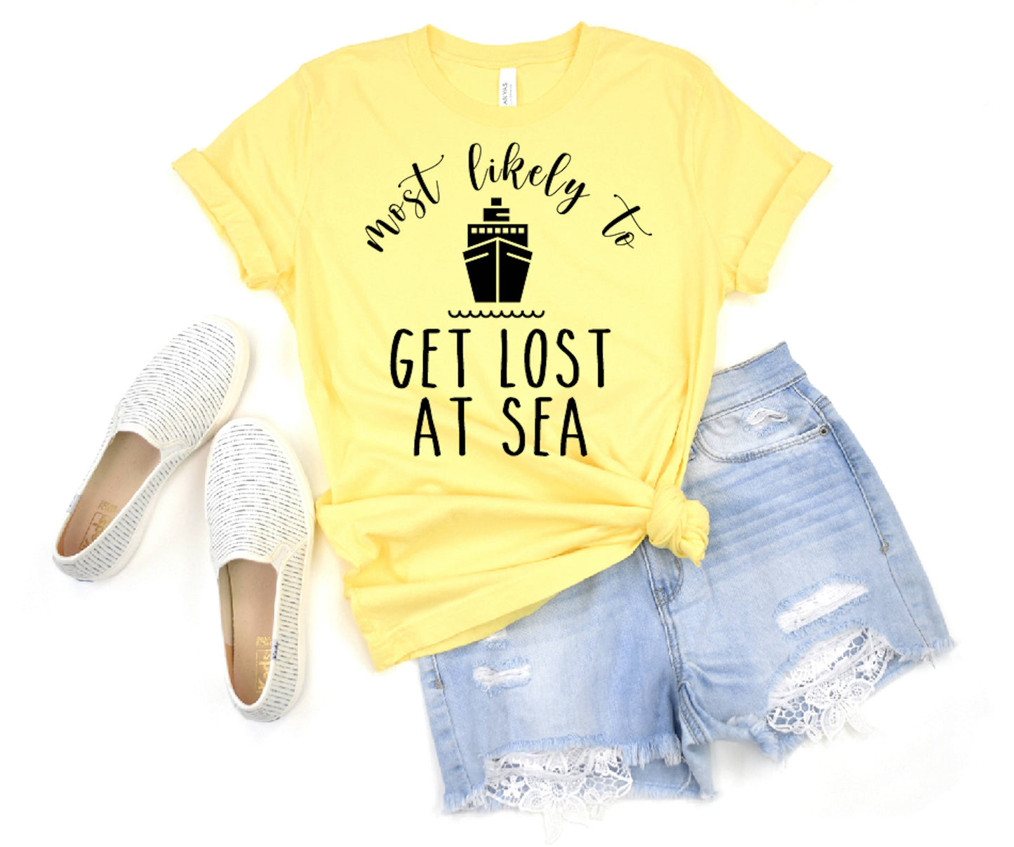 Most Likely To Cruise Shirts - Big Boat in Yellow