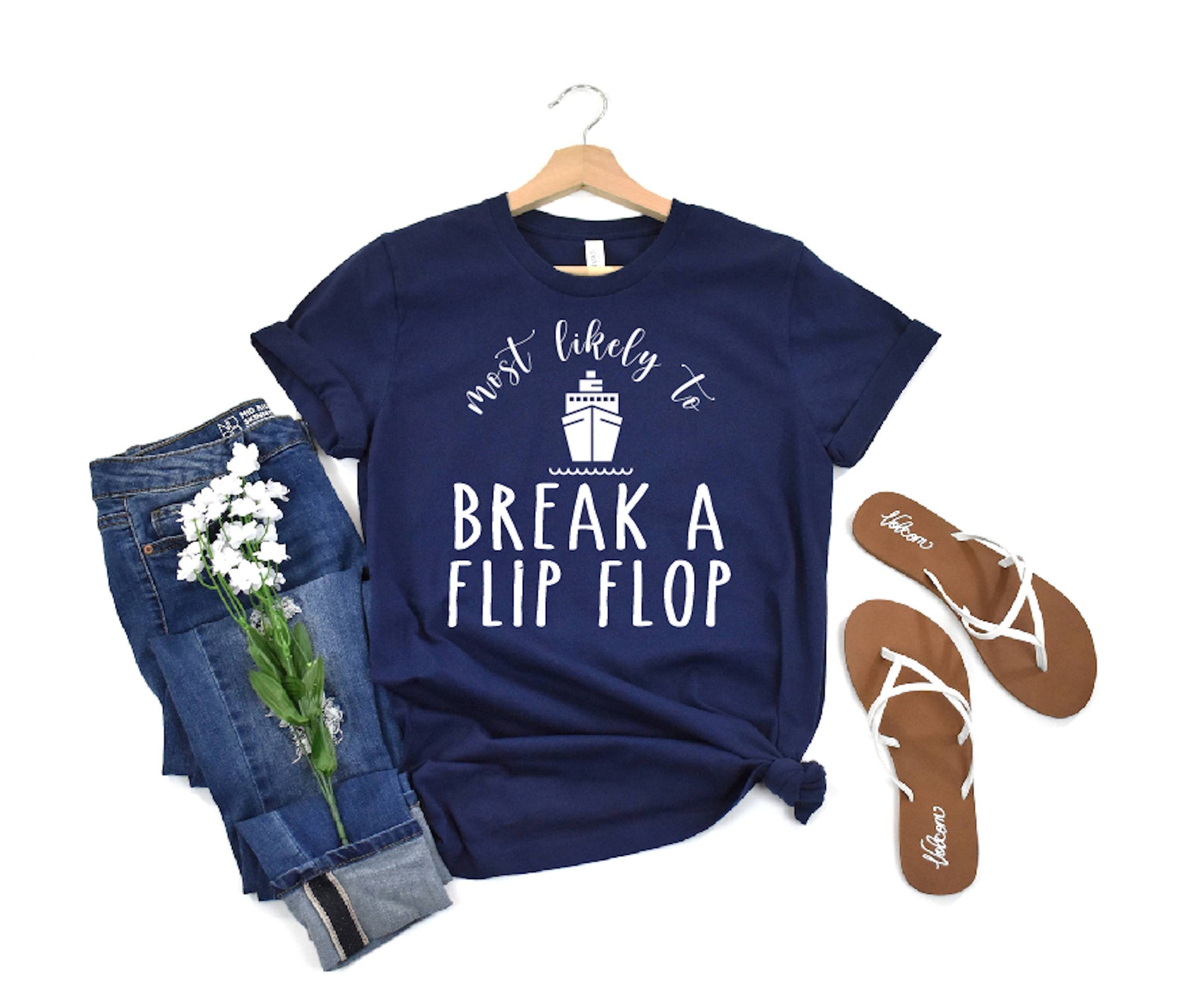 Most Likely To Cruise Shirts - Big Boat in Navy