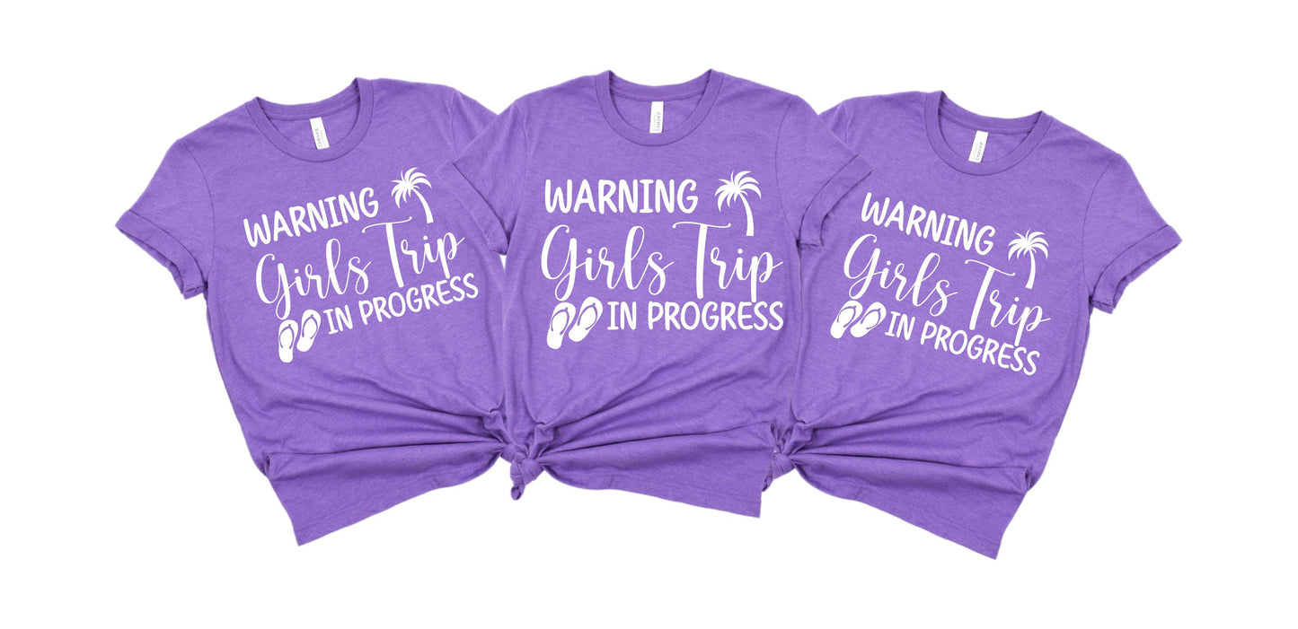 Warning Girls Trip In Progress in Heather Purple