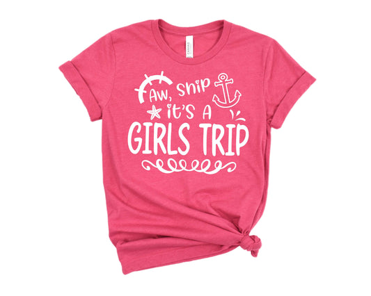 Aw Ship It's a Girls Trip  in Heather Red