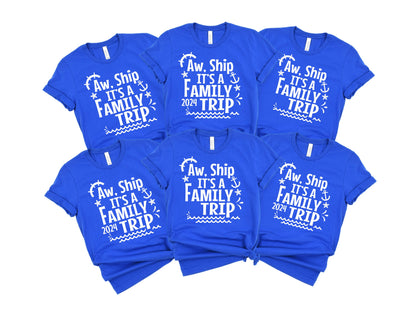 Aw Ship It's a Family Trip Group in Blue